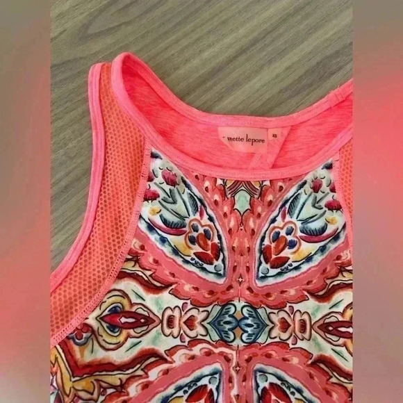 Nanette Lepore Sports Crop Top Play Carousel Sports Bra Coral Pink Racer X Small - Picture 2 of 7